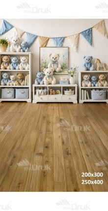 Tło fotograficzne „Pokój dziecięcy z misiami i błękitną girlandą” | UB_768